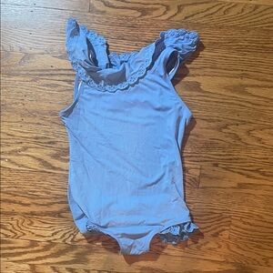 The Beaufort Bonnet Company Powder Blue Eyelet Ruffle Swim Bodysuit